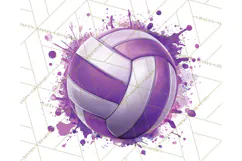 Volleyball Clipart PNG with Team Color Paint Splash Design Product Image 5