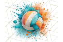 Volleyball Clipart PNG with Team Color Paint Splash Design Product Image 2