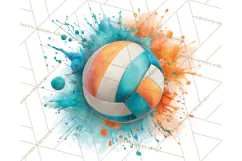 Volleyball Clipart PNG with Team Color Paint Splash Design Product Image 2