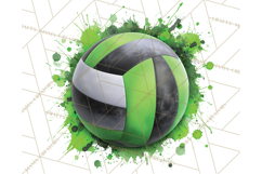 Volleyball Clipart PNG with Team Color Paint Splash Design Product Image 3