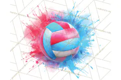Volleyball Clipart PNG with Team Color Paint Splash Design Product Image 4