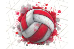 Volleyball Clipart PNG with Team Color Paint Splash Design Product Image 5