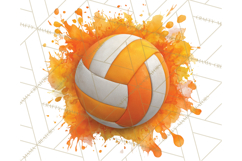 Volleyball Clipart PNG with Team Color Paint Splash Design Product Image 2