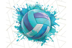 Volleyball Clipart PNG with Team Color Paint Splash Design Product Image 3