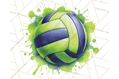 Volleyball Clipart PNG with Team Color Paint Splash Design Product Image 4