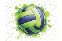 Volleyball Clipart PNG with Team Color Paint Splash Design Product Image 4