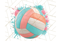 Volleyball Clipart PNG with Team Color Paint Splash Design Product Image 5