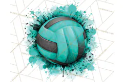 Volleyball Clipart PNG with Team Color Paint Splash Design Product Image 2
