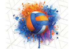 Volleyball Clipart PNG with Team Color Paint Splash Design Product Image 3