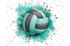Volleyball Clipart PNG with Team Color Paint Splash Design Product Image 4