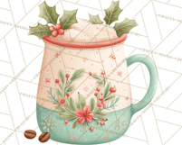 Christmas Hot Cocoa Mug Clipart PNG, Holiday Cup Art Product Image 5