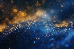 Abstract gold and blue defocused lights creating festive bok Product Image 1