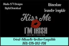 Kiss Me I'm Irish Rhinestone SVG Template - St. Patty Product Image 1