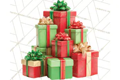 Christmas Gifts Clipart PNG, Realistic Holiday Presents Product Image 2