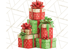 Christmas Gifts Clipart PNG, Realistic Holiday Presents Product Image 3