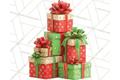 Christmas Gifts Clipart PNG, Realistic Holiday Presents Product Image 3