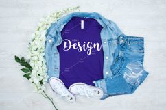 Bella Canvas 3001 Team Purple T-shirt Mockup for Summer Product Image 1