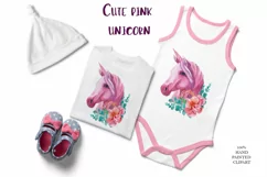 Cute pink unicorn clipart Watercolor Product Image 3