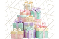 Christmas Gifts Clipart PNG, Realistic Holiday Presents Product Image 3