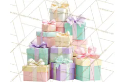 Christmas Gifts Clipart PNG, Realistic Holiday Presents Product Image 3