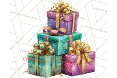 Christmas Gifts Clipart PNG, Realistic Holiday Presents Product Image 5