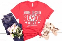 Bella Canvas 3001 Heather Red Mockup, Unisex Tshirt Mockup Product Image 1