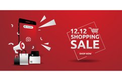 Red Banner Single Shopping Day Design Graphic Product Image 1