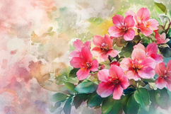 Watercolor Pink Flowers Background Wallpaper Product Image 1