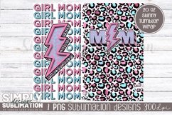Girl Mom Pink &amp; Blue Leopard Sublimation Tumbler Wrap Png Product Image 2