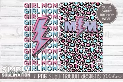 Girl Mom Pink & Blue Leopard Sublimation Tumbler Wrap Png Product Image 2