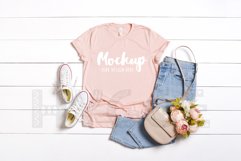 Valentines Day Bella Canvas 3001 Heather Peach Tshirt Mockup Product Image 1