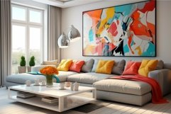 Modern living room with colorful abstract wall art Product Image 1