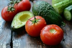 Fresh vegetables on wooden surface Product Image 1