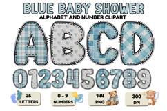 Blue Baby Shower Alphabet Clipart PNG 300 DPI Product Image 1