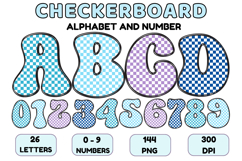 Checkerboard Alphabet Letters &amp; Numbers Clipart PNG 300DPI Product Image 1
