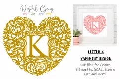 Letter K paper cut design. SVG / DXF / EPS / PNG files Product Image 1