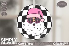 Groovy Retro Santa Claus Sublimation Ornament| PNG Product Image 1