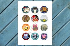 Owls,Circle Bottle Cap,Pendants,Bird,Collage Art,50OFF,SALE Product Image 4