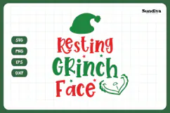 Christmas Dog Bandana Quotes SVG | Resting Grinch Face Product Image 3