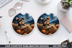 Halloween Dog Car Coaster Sublimation| Halloween Coaster PNG Product Image 1