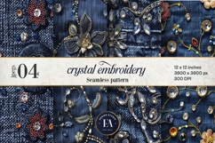 Navy Crystal Embroidery | Luxury Denim Fabric Texture Product Image 1