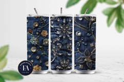 Navy Crystal Embroidery | Luxury Denim Fabric Texture Product Image 2