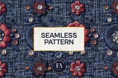 Navy Crystal Embroidery | Luxury Denim Fabric Texture Product Image 3