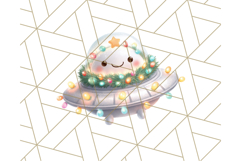 Alien Christmas Clipart, Cute Outer Space Holiday PNG Product Image 5