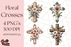 Faith Cross PNG with Flowers, Watercolor Religious Art Print Product Image 1