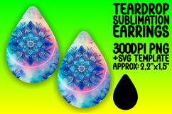 Bright Teardrop Earrings Design for Sublimation , Watercolor Product Image 1