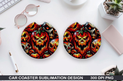 Skull Car Coaster Sublimation| Halloween Coaster PNG Product Image 1
