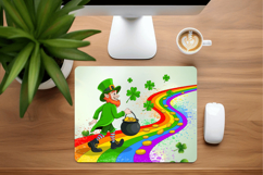 Leprechaun on Rainbow Road with Gold Mouse Pad PNG Sublimati Product Image 1