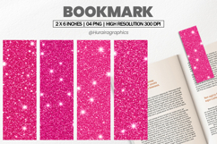 Bright Pink Glitter Bookmarks PNG, Bookmark Sublimation Product Image 1