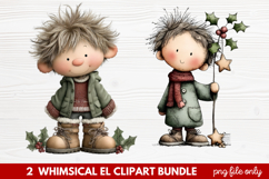 Whimsical Elf Clipart | Cute Christmas Elf PNG Illustration Product Image 1
